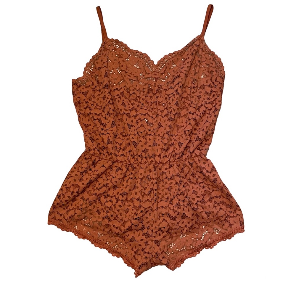 Victoria Secret Terracotta Lace Romper, Size Small